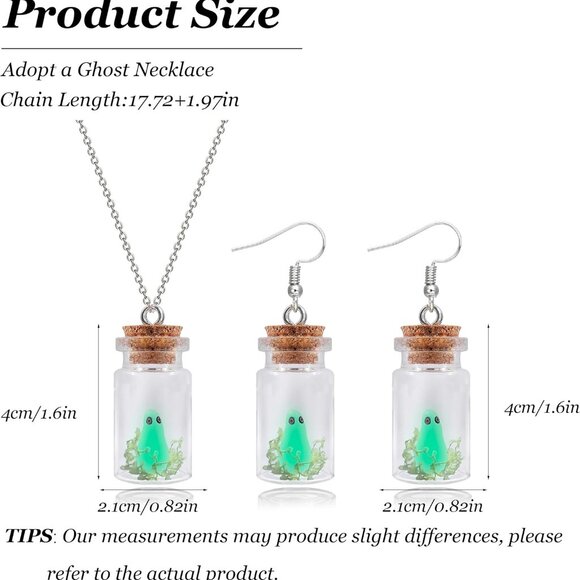 Adopt A Ghost Necklace Glow in The Dark Halloween Ghost Earrings Spooky Charm Pe - Picture 5 of 8
